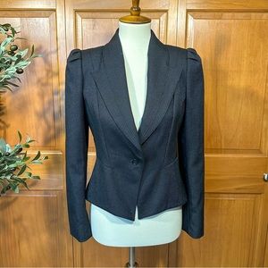 Vintage Peabody House International Pinstripe Wool Puff Sleeved Blazer EUC S